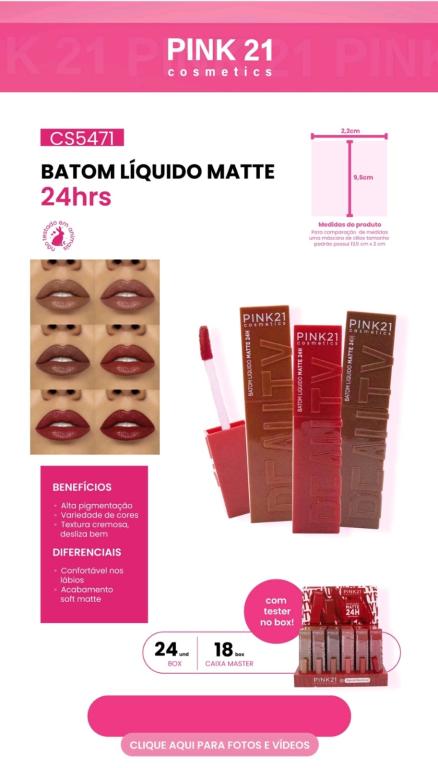 BTOM LÍQUIDO MATTE 24 HRS C/24 UNID - PINK 21