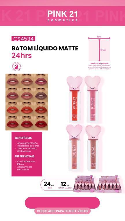 BATOM LÍQUIDO (24 HRS) SWEET LOVE C/24 UNID - PINK 21