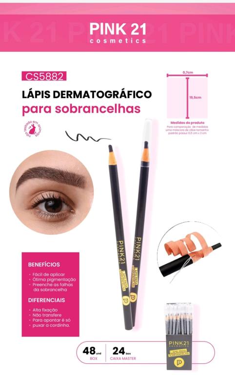 LÁPIS DERMATOGRÁFICO PARA SOBRANCELHAS C/48 UNID - PINK 21