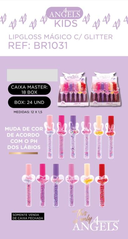 LIPGLOSS MÁGICO C/GLITTER C/24 UNID - 4 ANGELS