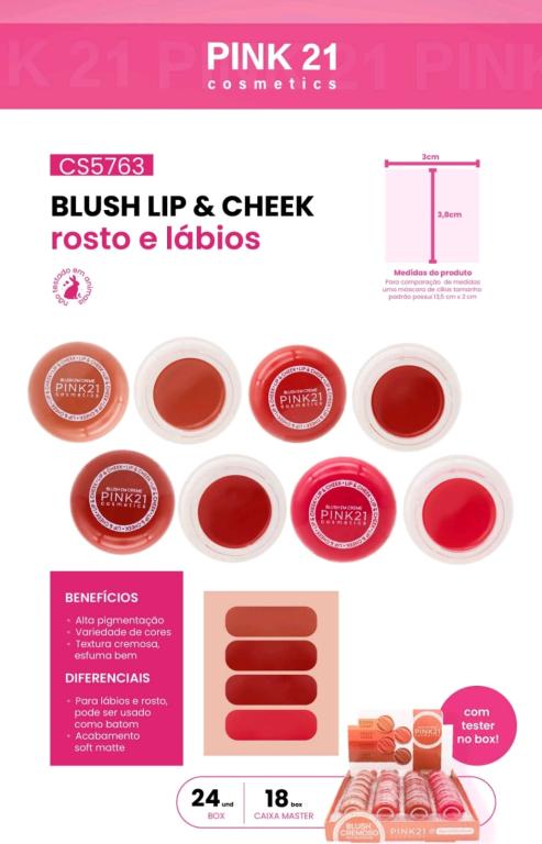 BLUSH CREMOSO LIP & CHEEK C/24 UNID - PINK 21