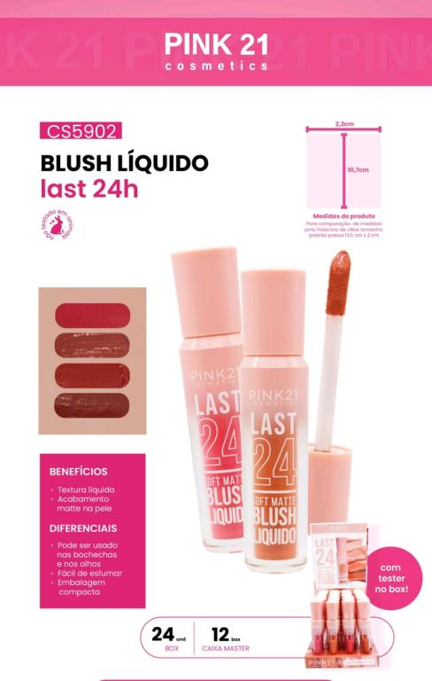 BLUSH LÍQUIDO SOFT  MATTE LAST 24 COLLECTION C/ 24 UNID - PINK 21