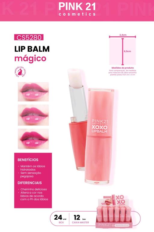 LIPBALM MÁGICO XOXO C/24 UNID - PÍNK 21