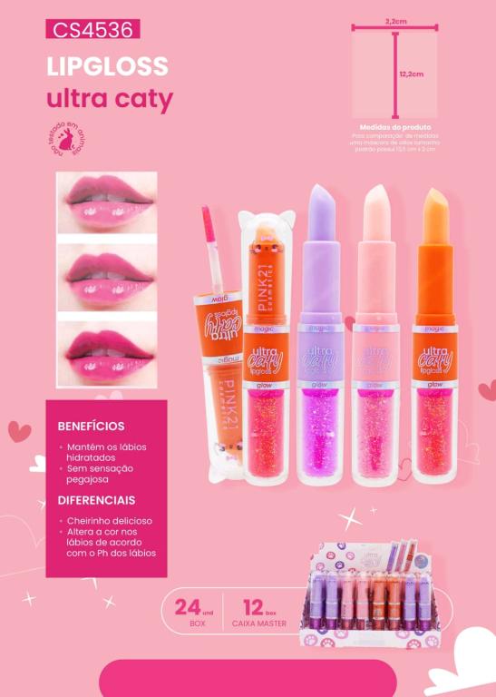 LIPGLOSS 2 EM 1 ULTRA CATY C/24 UNID - PINK 21