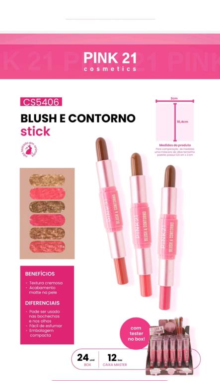 BLUSH E CONTORNO STICK C/24 UNID - PINK 21