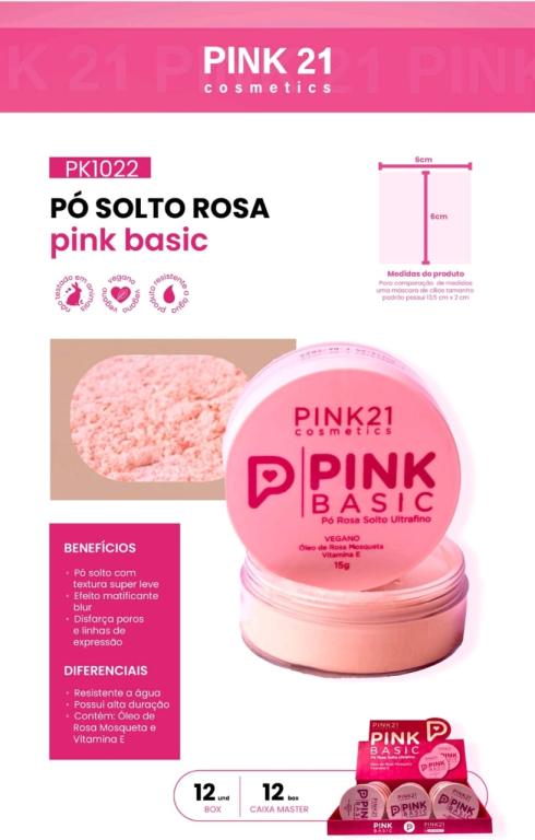PÓ SOLTO ROSA MOSQUETA C/12 UNID - PINK 21