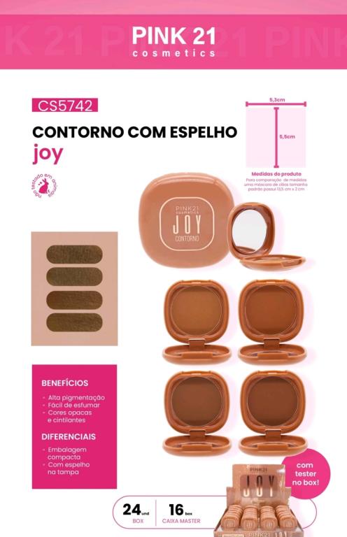 CONTORNO COM ESPELHO JOY C/24 UNID - PINK 21