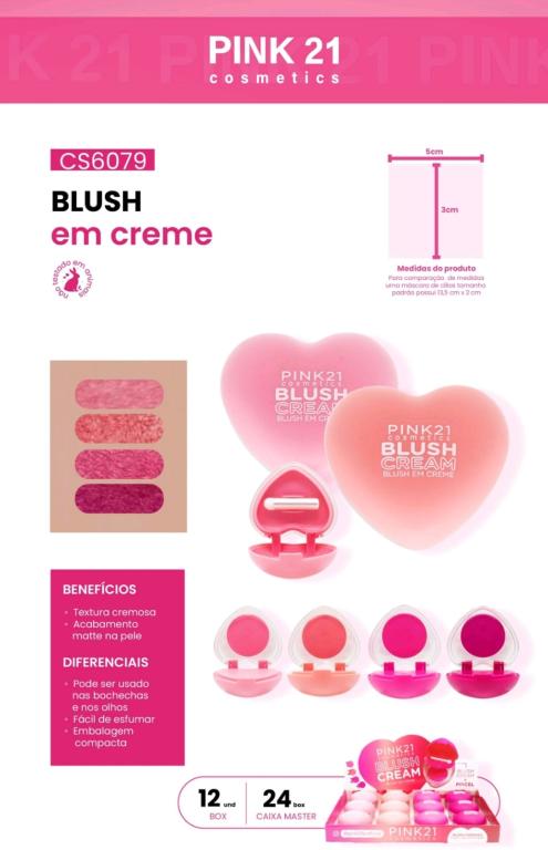 BLUSH EM CREME LOVE C/12 UNID - PINK 21