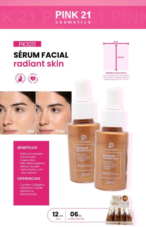 SÉRUM FACIAL RADIANT SKIN C/ 12 UNID - PINK 21