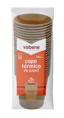 VABENE COPO PAPEL KRAFT 240 ML 25UN/PCT