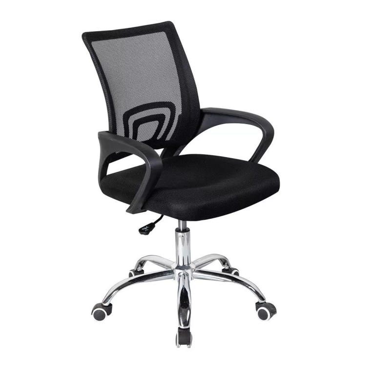 CADEIRA DE ESCRITORIO PRETA BASE CROMADA FORTT 1050