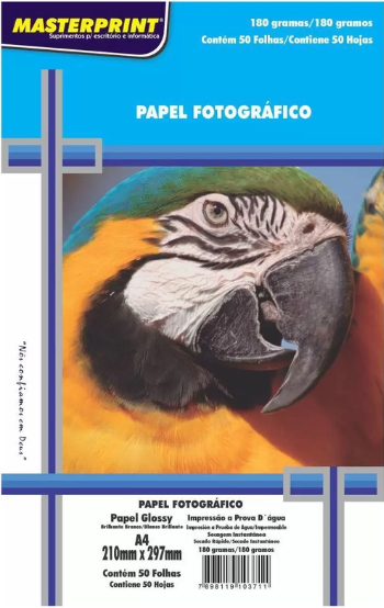 PAPEL FOTOGRAFICO GLOSSY 180G/M² A4 - 50F
