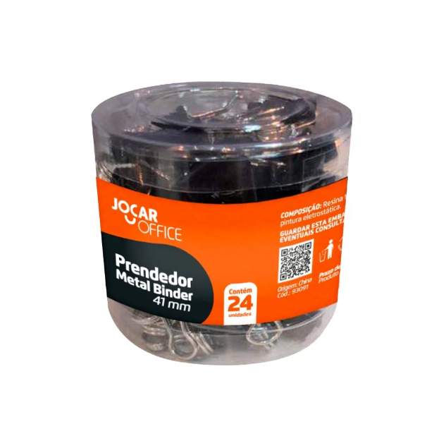 PRENDEDOR METAL BINDER PRETO 41MM JOCAR OFFICE