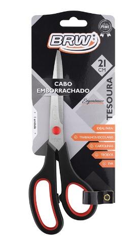TESOURA ACO INOX 21CM CABO EMBORRACHADO - BRW