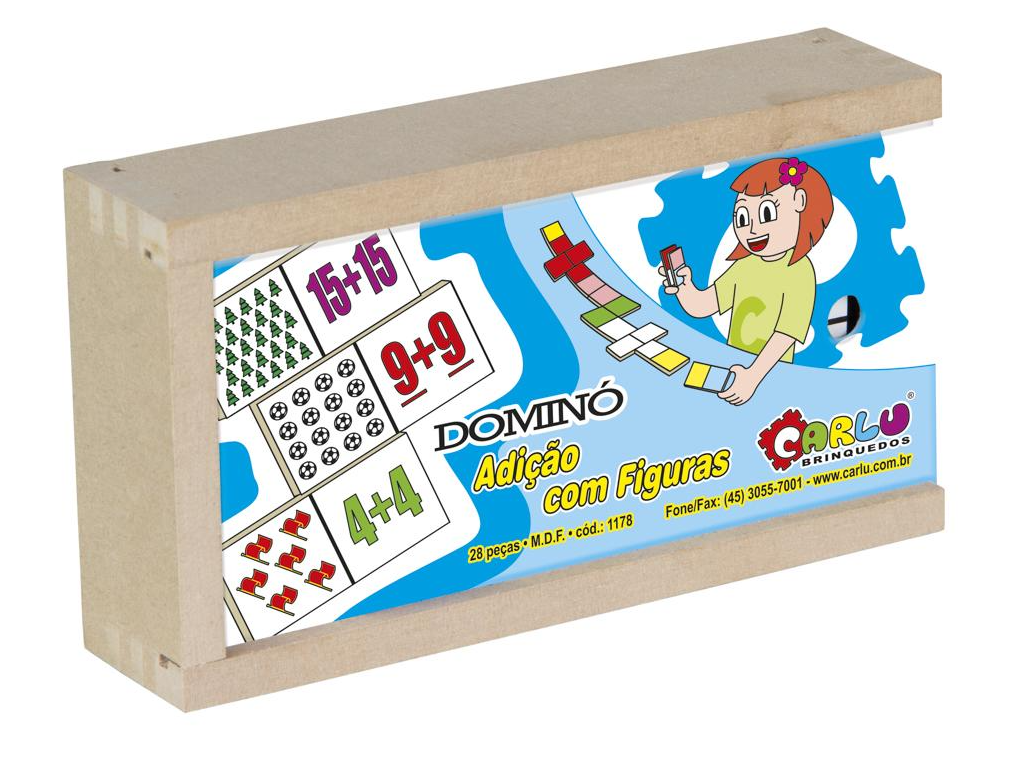 DOMINO ADICAO COM FIGURAS - MDF - 28 PECAS