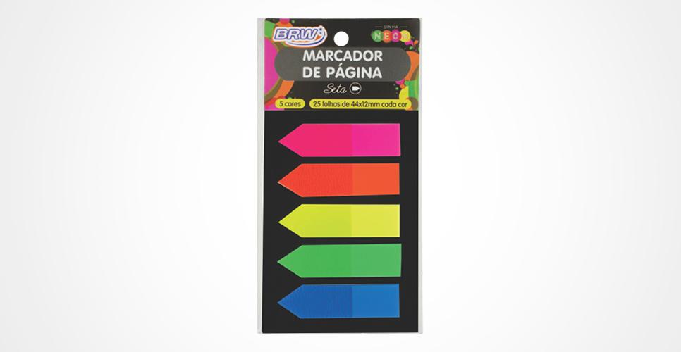 MARCADOR DE PAGINAS SETA 12X44MM NEON 5 CORES