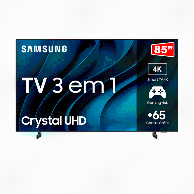 TV SAMSUNG 85P CRYSTAL SMART 4K COMANDO VOZ CU8000G
