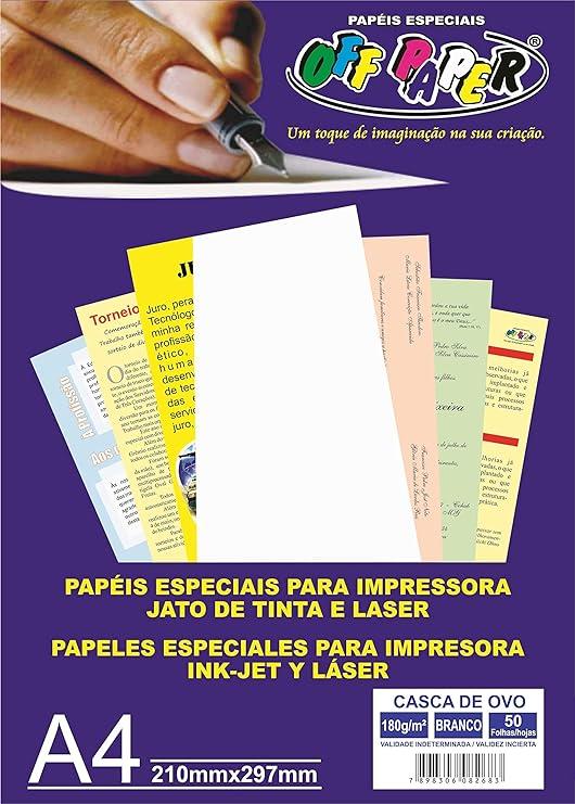 PAPEL CASCA DE OVO BRANCO 180G PACOTE 50 FLS