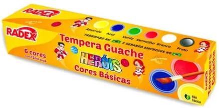 TINTA GUACHE RADEX 6 CORES 15ML