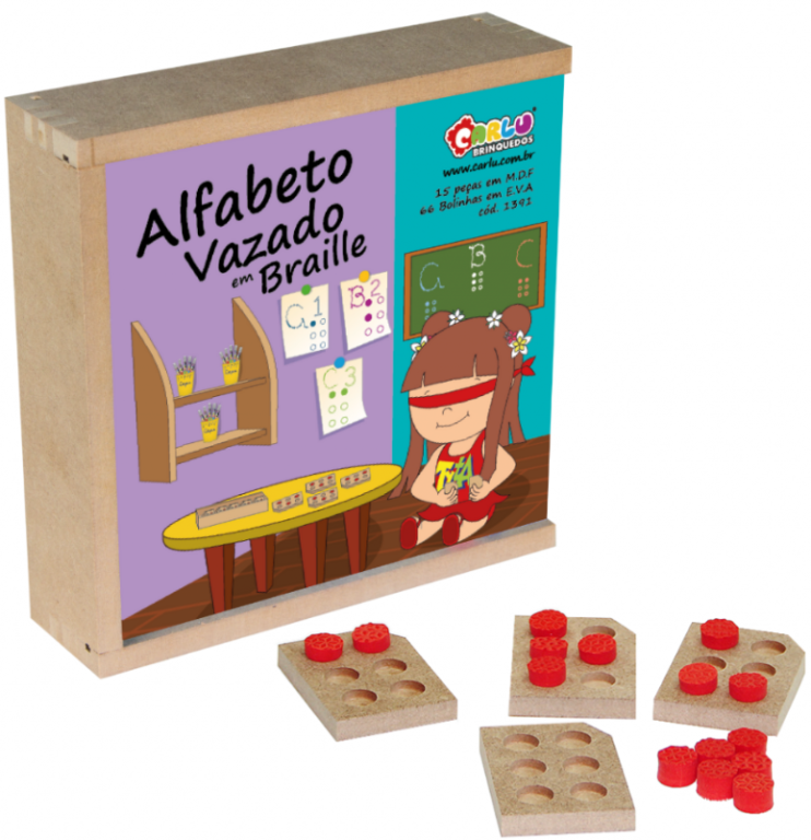 ALFABETO VAZADO EM BRAILLE - MDF - 15 PECAS