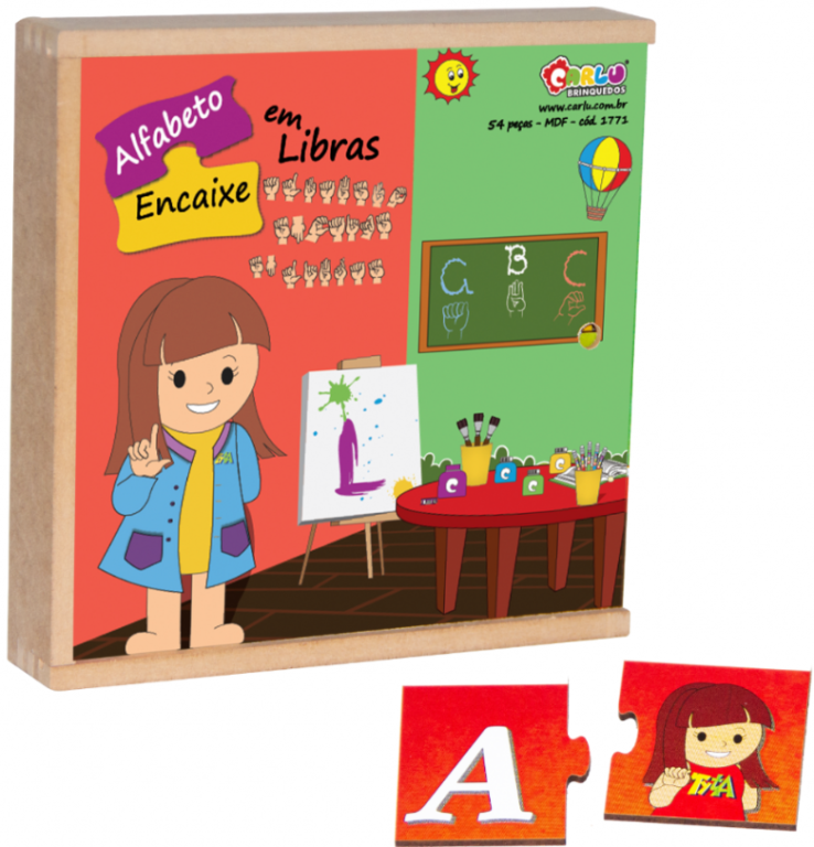 ALFABETO ENCAIXE LIBRAS TATY - MDF -54 PECAS