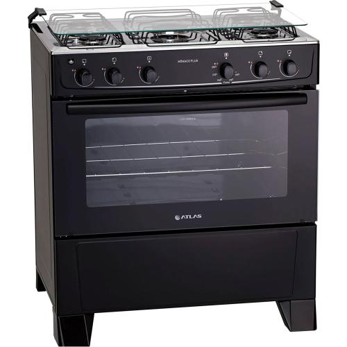 FOGAO ATLAS MONACO PLUS 5 BOCAS ACENDIMENTO AUTOMATICO PRETO