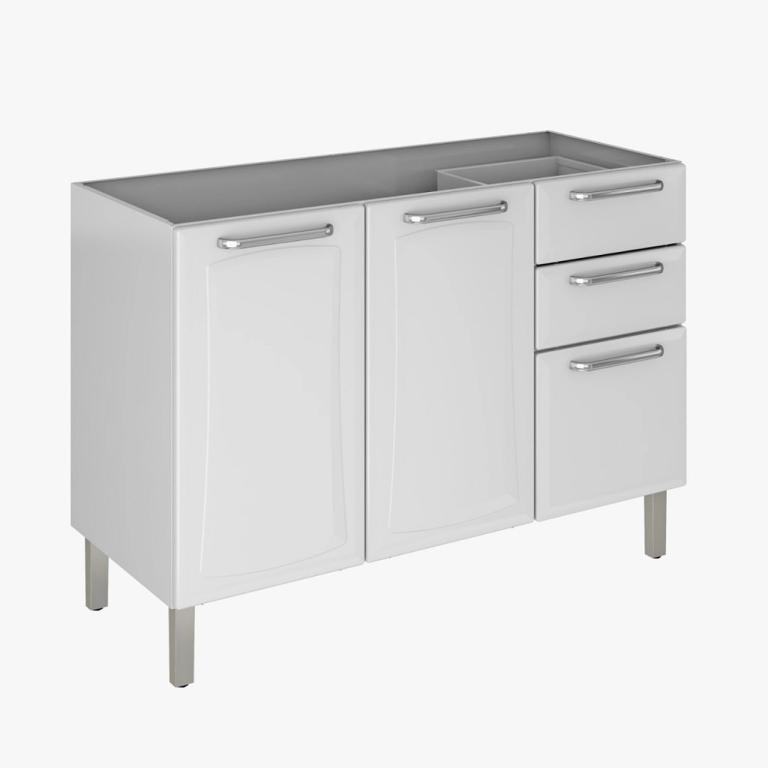 BALCAO COZINHA ITATIAIA TARSILA - 3 PORTAS 2 GAVETAS - BRANCO