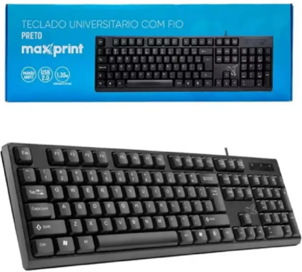 TECLADO UNIVERSITARIO MAXPRINT COM FIO USB 2.0 PRETO