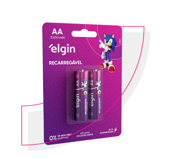 PILHA RECARREGAVEL 2500A AA ELGIN  C2