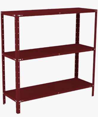 ESTANTE DE ACO - 03 PRATELEIRAS - A 980 L 930 P 300 (MM) - #20/26 - C/ REFORCO - VERMELHO