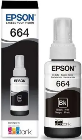 REFIL TINTA EPSON T664 - PRETO - ORIGINAL