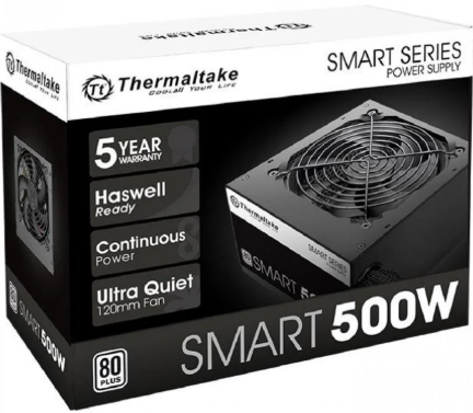 FONTE THERMALTAKE SMART 500W 80 PLUS WHITE PFC ATIVO