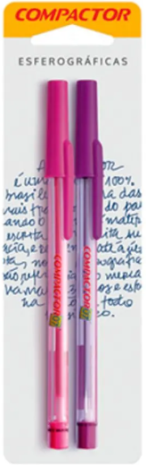 KIT CANETA ESFEOGRAFICA COMPACTOR ROSA/ LILAS
