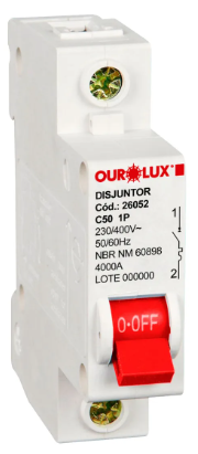 DISJUNTOR UNIPOLAR OUROLUX 50A 1P CURVA C 4KA