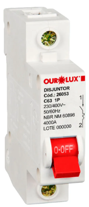 DISJUNTOR UNIPOLAR OUROLUX 63A 1P CURVA C 4KA