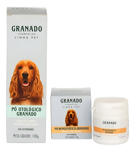 Kit Pó Hemostático 25g + Pó Otológico 100g Granado