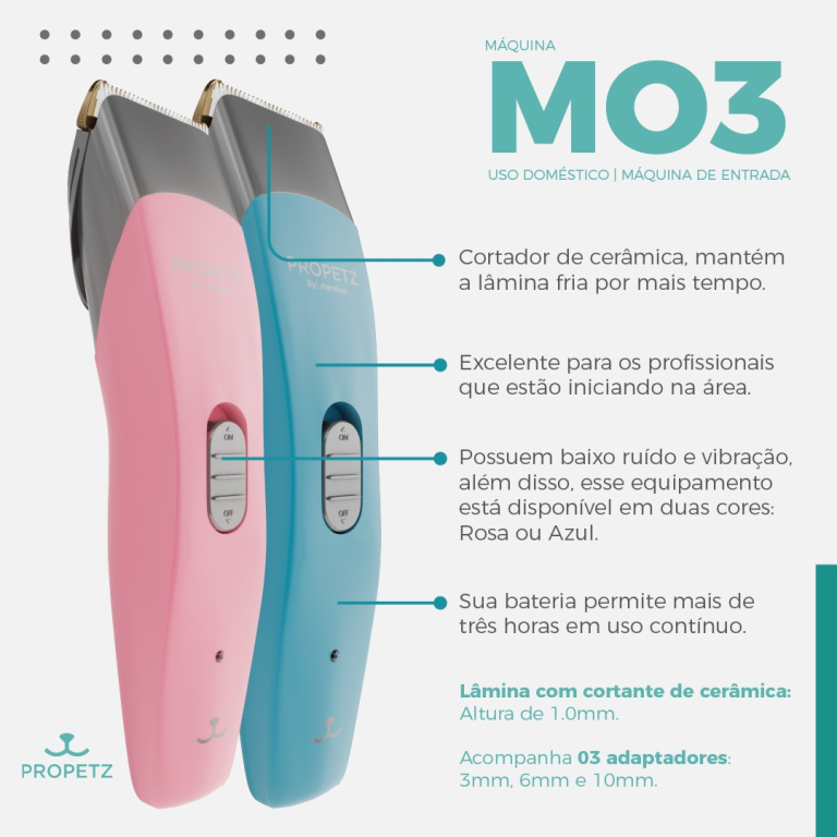 Máquina de Tosa MO3 Propetz com Lâmina Cerâmica Bivolt Azul