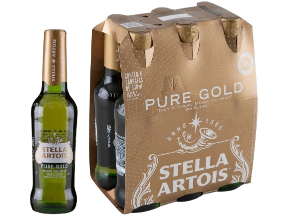 CERVEJA STELLA ARTOIS PURE GOLD  6X330ML LONG NECK