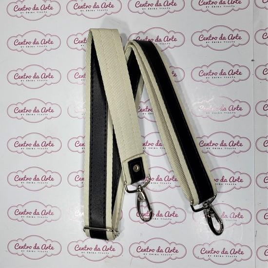 ALÇA TRANSVERSAL 2CM CHIC/COURO - PRETO/CAQUI OURO