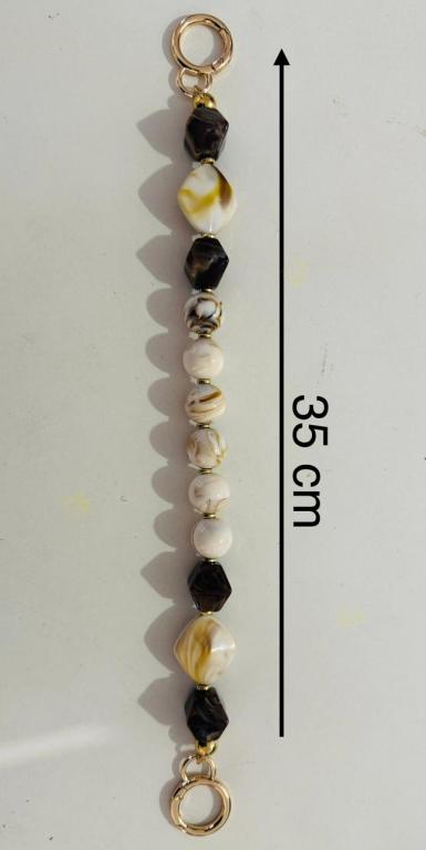 ALÇA MAO PEDRAS CARAMELO/BEGE OURO