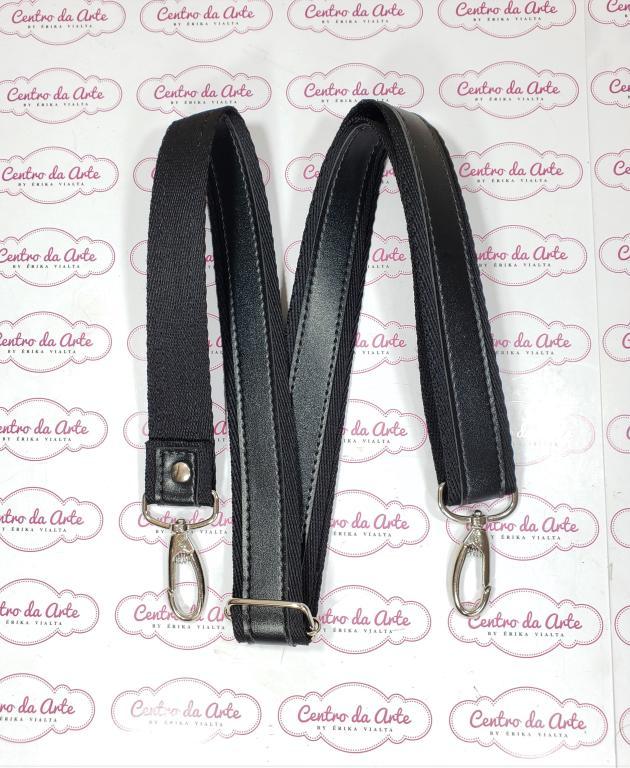 ALÇA TRANSVERSAL 2CM CHIC/COURO - PRETO/PRETO