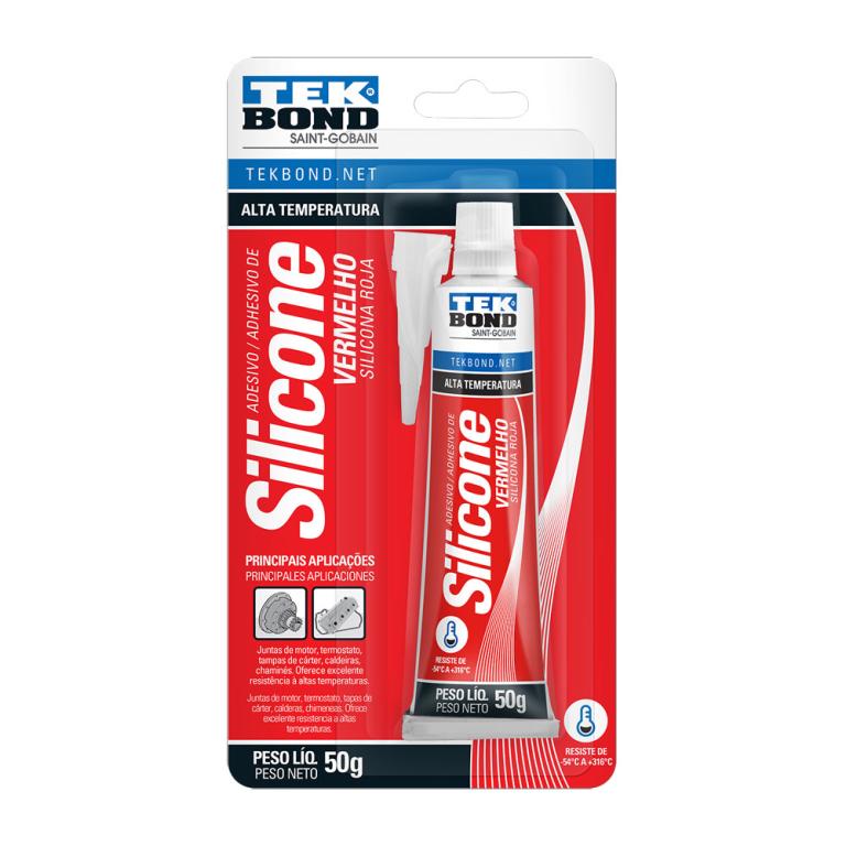 ADESIVO DE SILICONE ACETICO 50G VERMELHO BLISTER ALTA TEMP