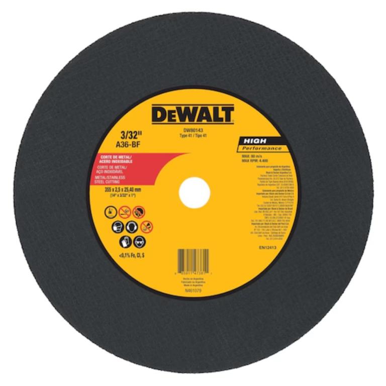 Disco Corte 14X 2,5 X 1 Aço Inox Dw80143 Dewalt
