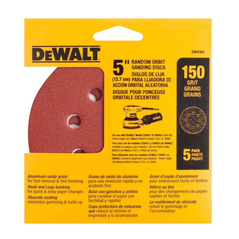 Disco De Lixa 5´ #150 Jogo C 5 Dw4304X Dewalt