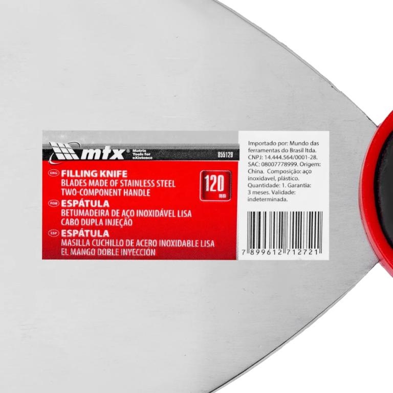 Espatula Inox 125Mm Betumadeira Cabo Dupla Injeção Mtx