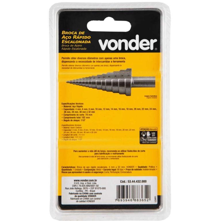 Broca Ar Escalonada 4Mm A 32Mm Vonder