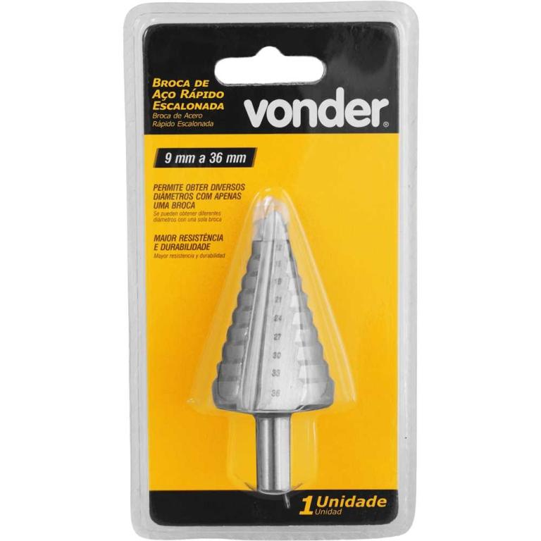 Broca Aço Rápido Escalonada 9Mm A 36Mm Vonder