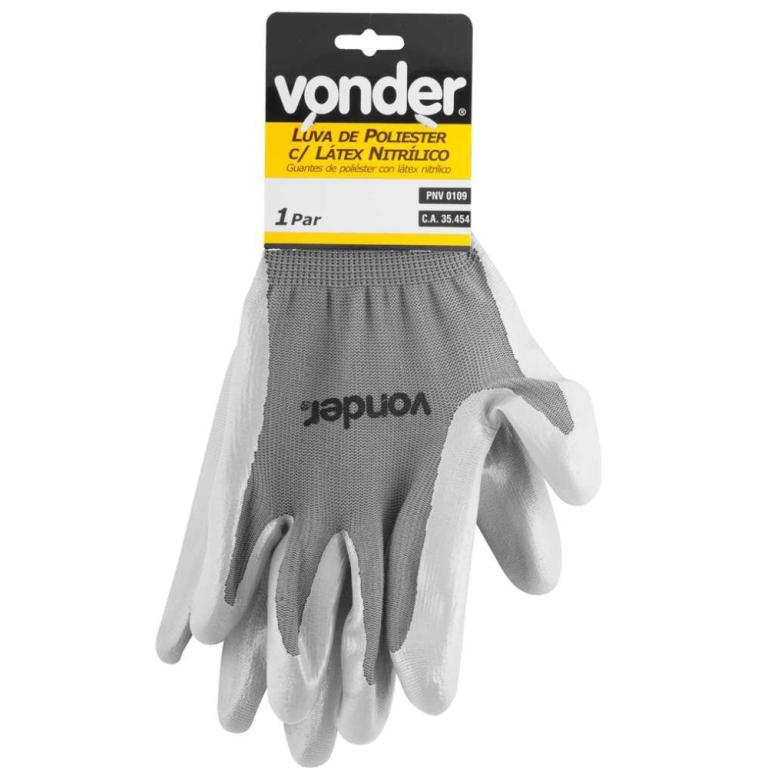 Luva de Poliéster com Látex Nitrílico Tamanho 9 Vonder PNV 0109
