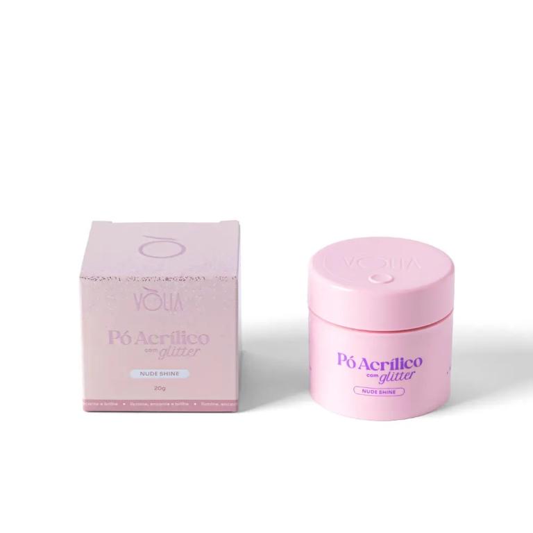 Volia Pó Acrílico Com Glitter Nude Shine 20gr
