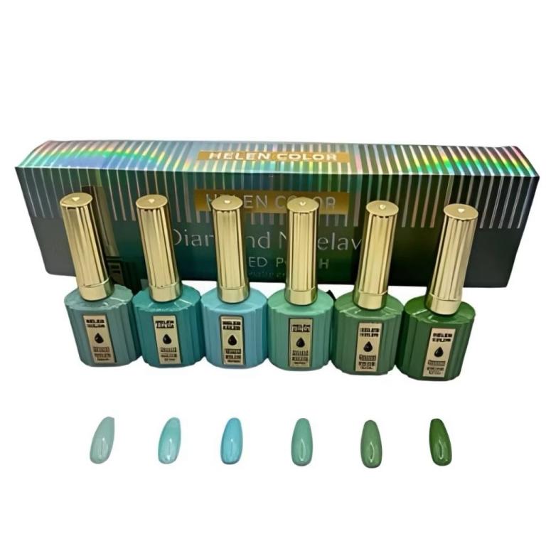 Esmalte Em Gel Helen Color Kit Diamond 6 Cores RZJY - 22G - Verde
